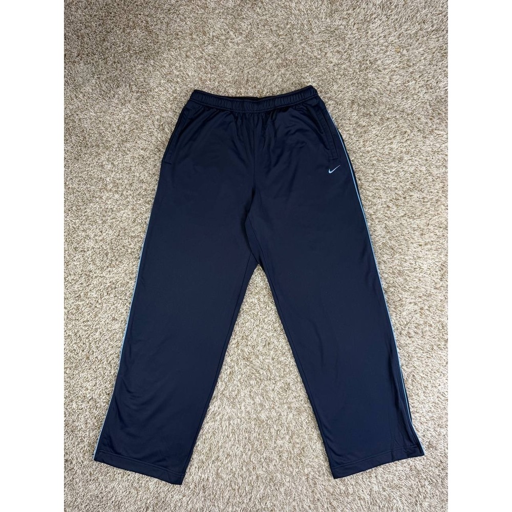 Nike Vintage Track Pants Navy Blue Side Stripe Ankle Zip Y2K Size Large Gray Tag